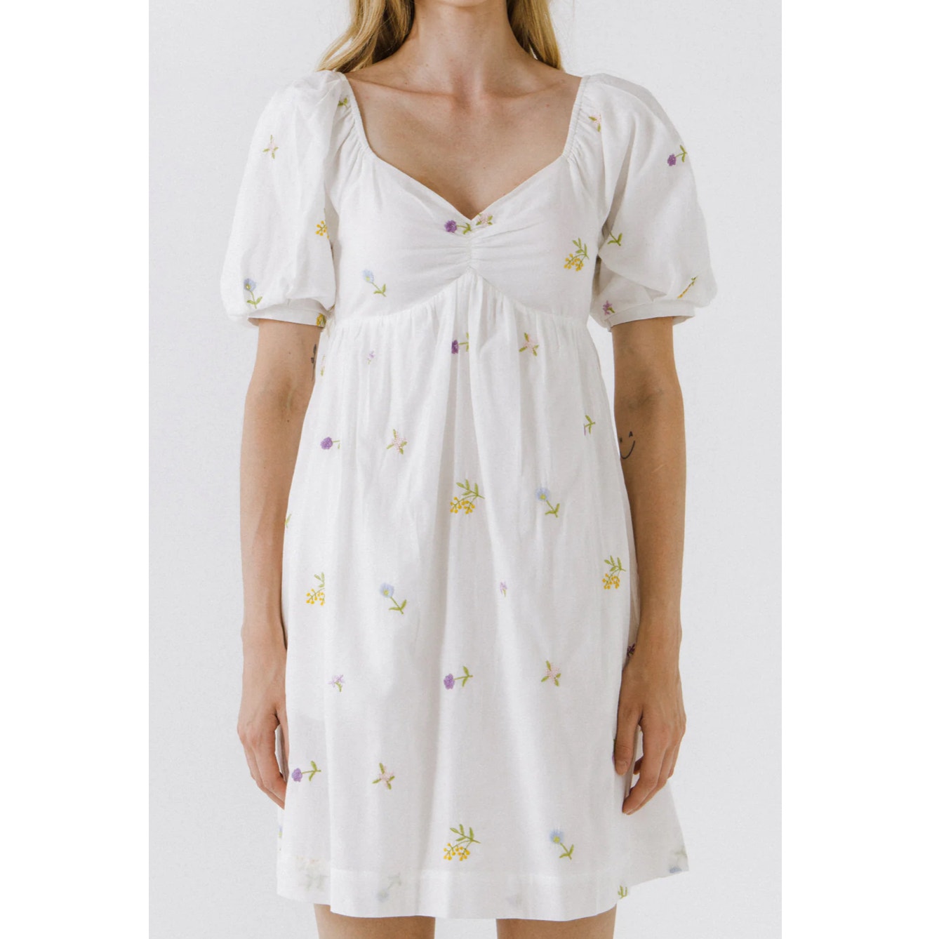 English Factory Embroidery Ditsy Floral Babydoll Mini Dress Xs Cottagecore Fairy